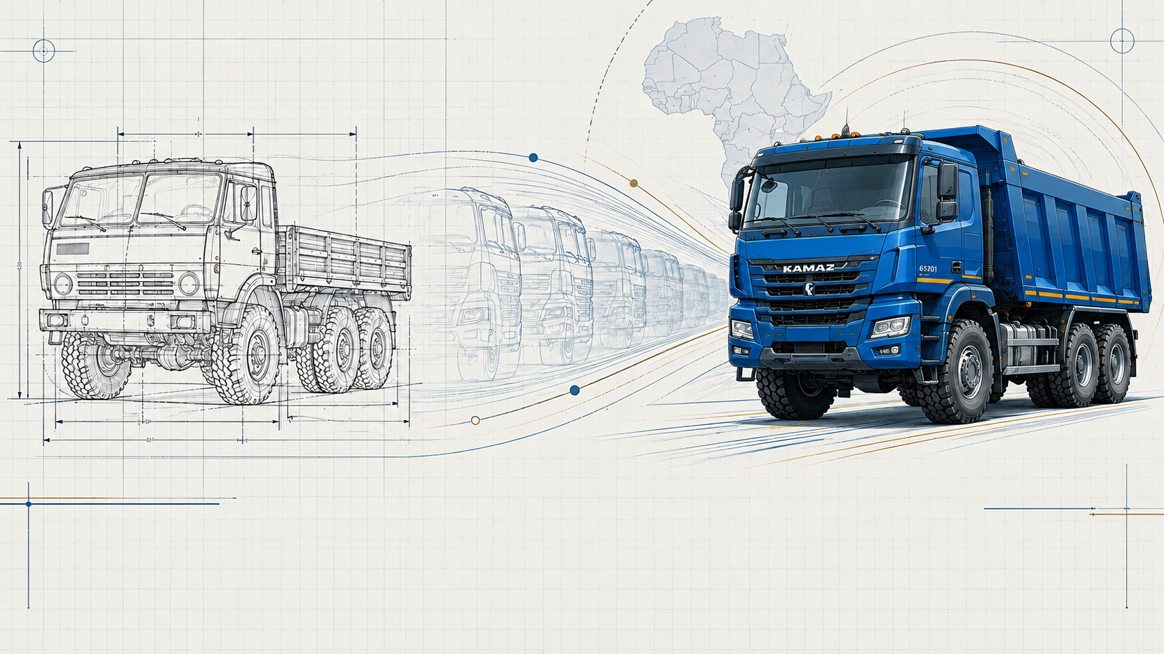 From early KAMAZ generations to the modern heavy-duty tipper — decades of operation across Africa